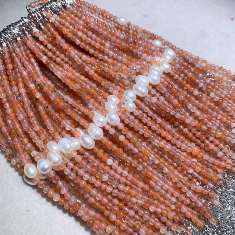 天然川料冰飘南红DIY珍珠手链夏季爆款小咪清新手串批发
