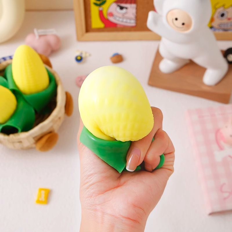 Simulación creativa TPR maíz pelado y salida de aire juguetes completos amasar bolas para descomprimir y descomprimir para desahogar la música de amasar niños