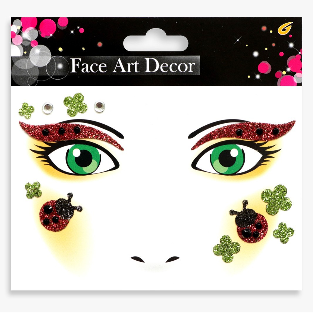 祝日のパーティーの舞台の化粧は顔を貼って化粧のシールを貼ります。