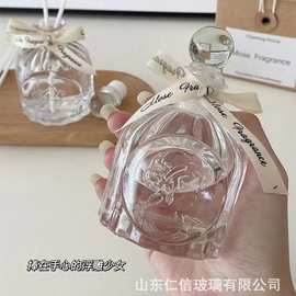 定制玻璃瓶法式复古浮雕香薰瓶少女房间摆件装饰瓶香水瓶玻璃瓶