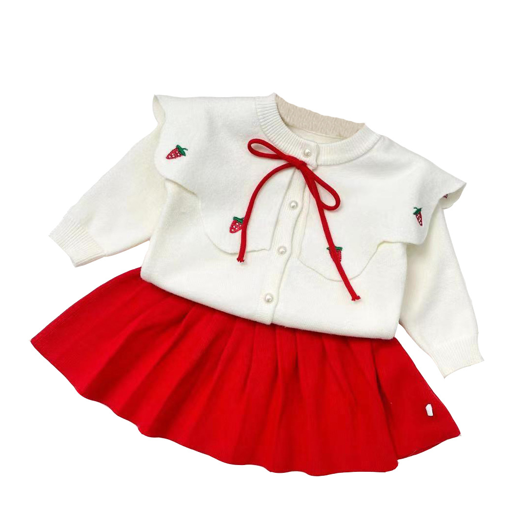 Cardigan lavorato a maglia per bambine, maglione per bambini, tesoro femminile in stile autunnale e invernale, foglia di loto in stile occidentale_voghion.com