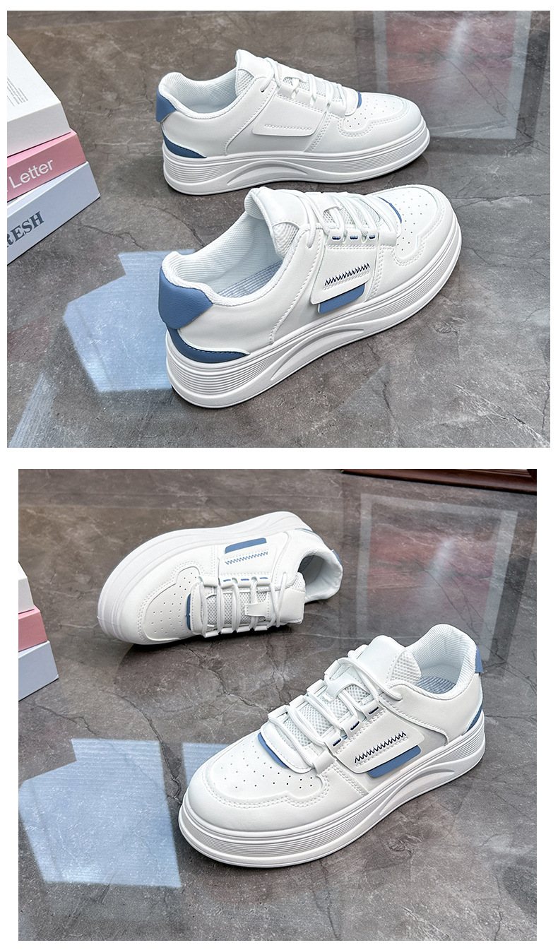 Petites chaussures blanches femme 2024 printemps nouvelle étudiante édition coréenne Instagram tendance polyvalente semelle épaisse chaussures de planche printemps et automne chaussures décontractées_voghion.com