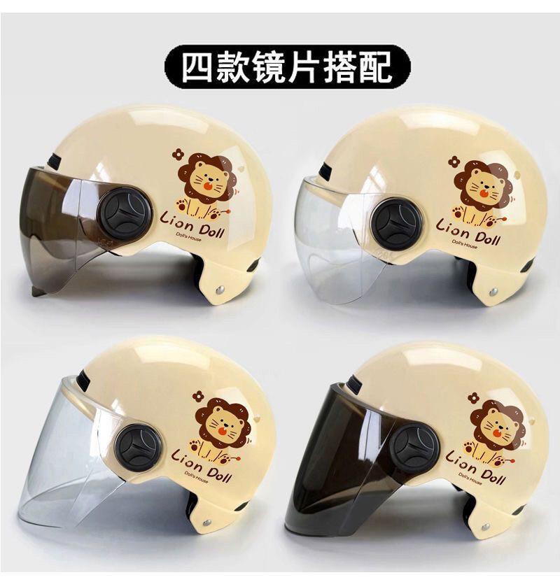 Cartoon Cat New Certified Electric Vehicle Helmet for Women, Winter Season, Four Seasons, New National Standard Motorcycle Safety Half Helmet, Cute