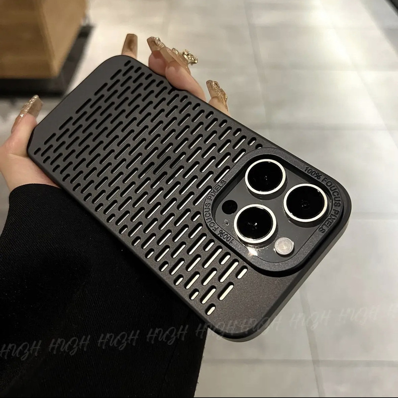 冷却性と通気性に優れた中空携帯電話ケース、iphone15promax apple 14に適したオールインクルーシブのシンプルな落下防止保護カバー|undefined