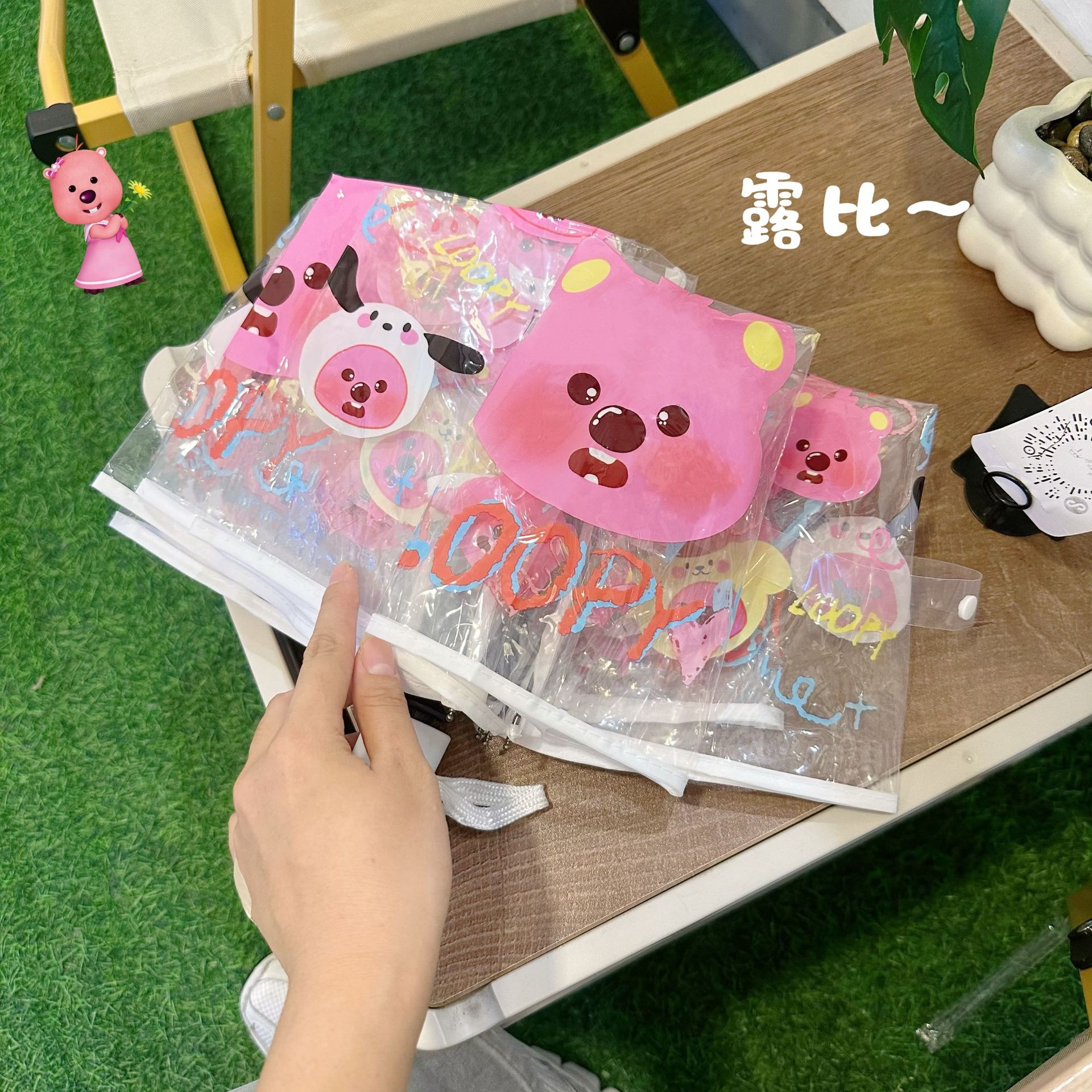 Beaver Loopy totalmente automático plegable paraguas transparentes de dibujos animados red paraguas rojo estudiantes lindos niños ins nicho engrosado