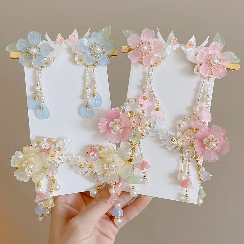 Chica de Hanfu tocado de los niños traje antiguo princesa borla horquilla estilo chino niña paso horquilla clip de pelo