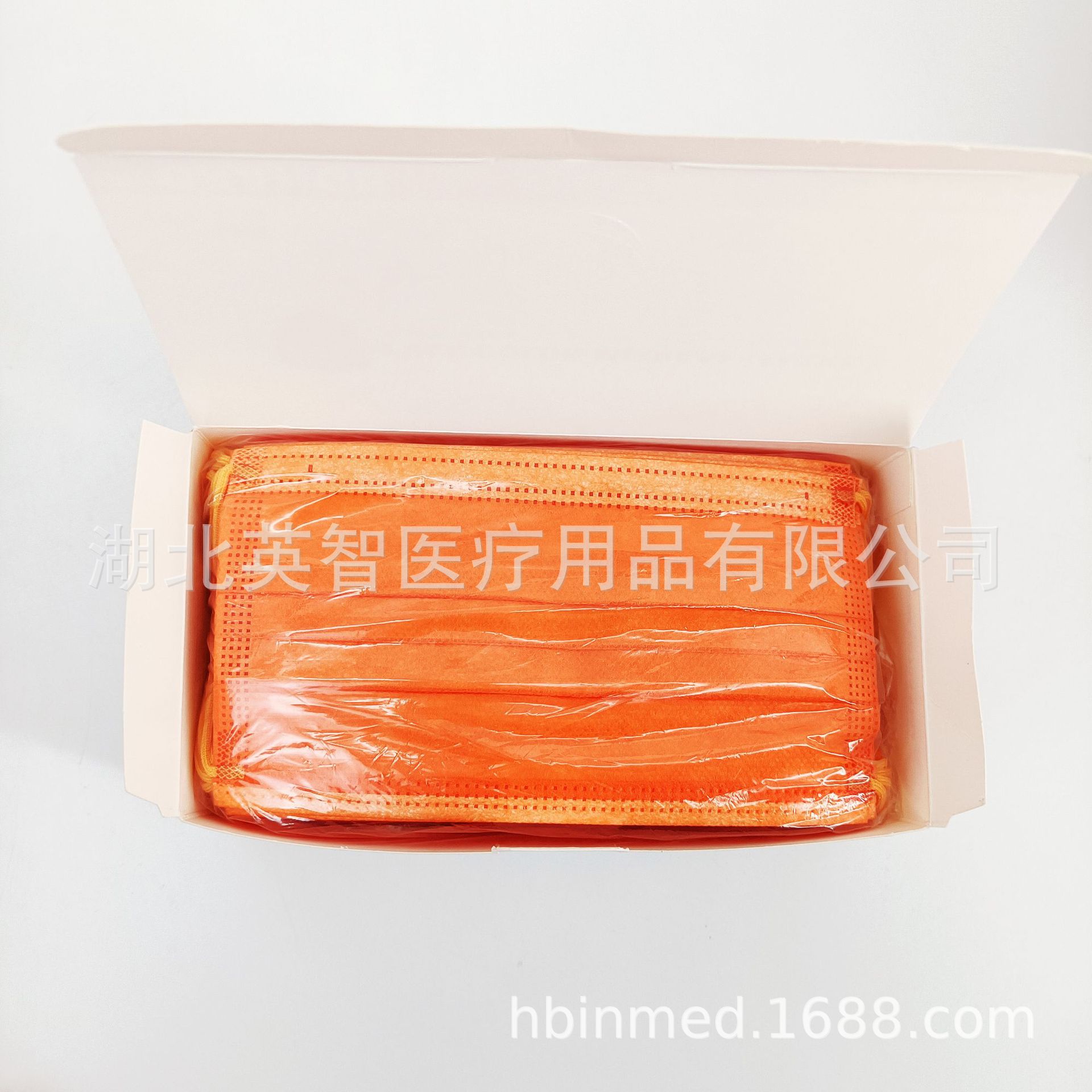 四层平面口罩 橙色全彩90bfe熔喷布Type IIR欧盟CE白名单工厂直销