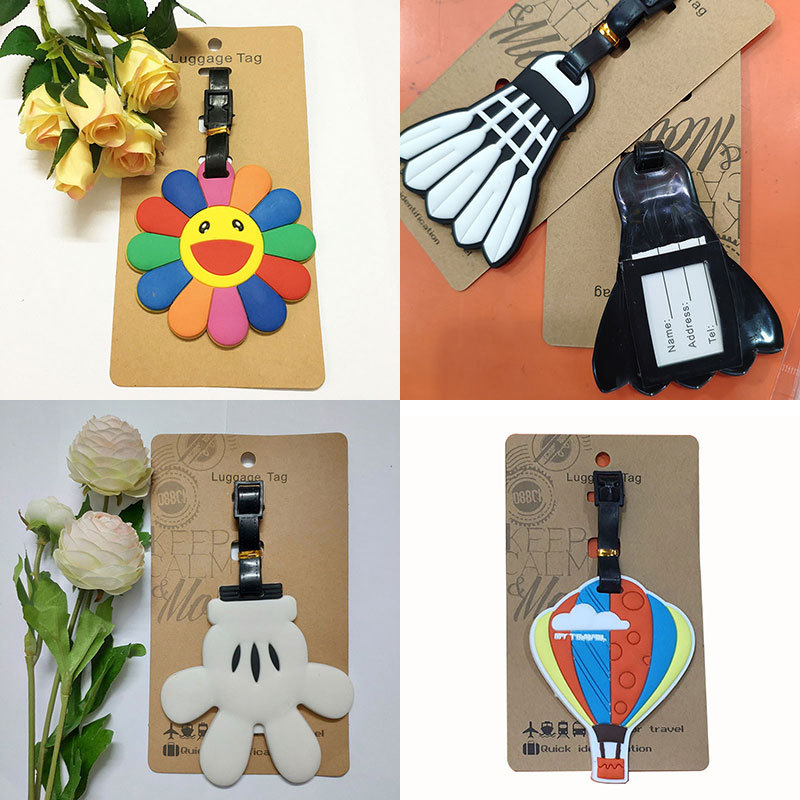 Cartoon Cartoon creative sunflower luggage tag badminton white palm boarding luggage consignment Tag Pendant