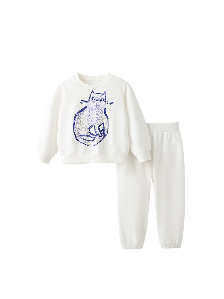 Transfronterizo malwee niñas suéter nuevo otoño y invierno lindas niñas cuello redondo mangas largas ropa de niños dos piezas