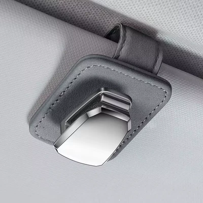 Car Glasses Clip/Bill Clip Visor Storage Clip, Glasses Holder - suede-metal-grey-glasses-clip