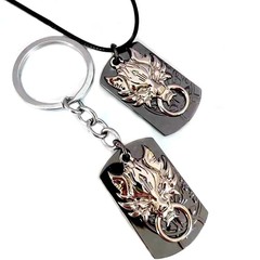 Anime Final Fantasy Military Card Combination Keychain Necklace New Hot Sale