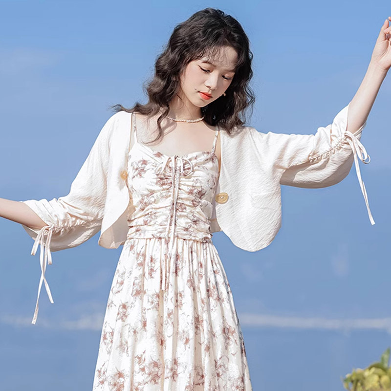 跨境国风防晒短款外套女夏季薄款吊带裙子外搭披肩新中式开衫上衣