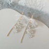 Shiffon long hair band with bow with tassels, silver needle, earrings, silver 925 sample