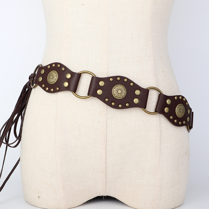 Cinturón Cadena de Flecos Estilo Vaquero de Cuero PU y Aleación para Vestidos image 3