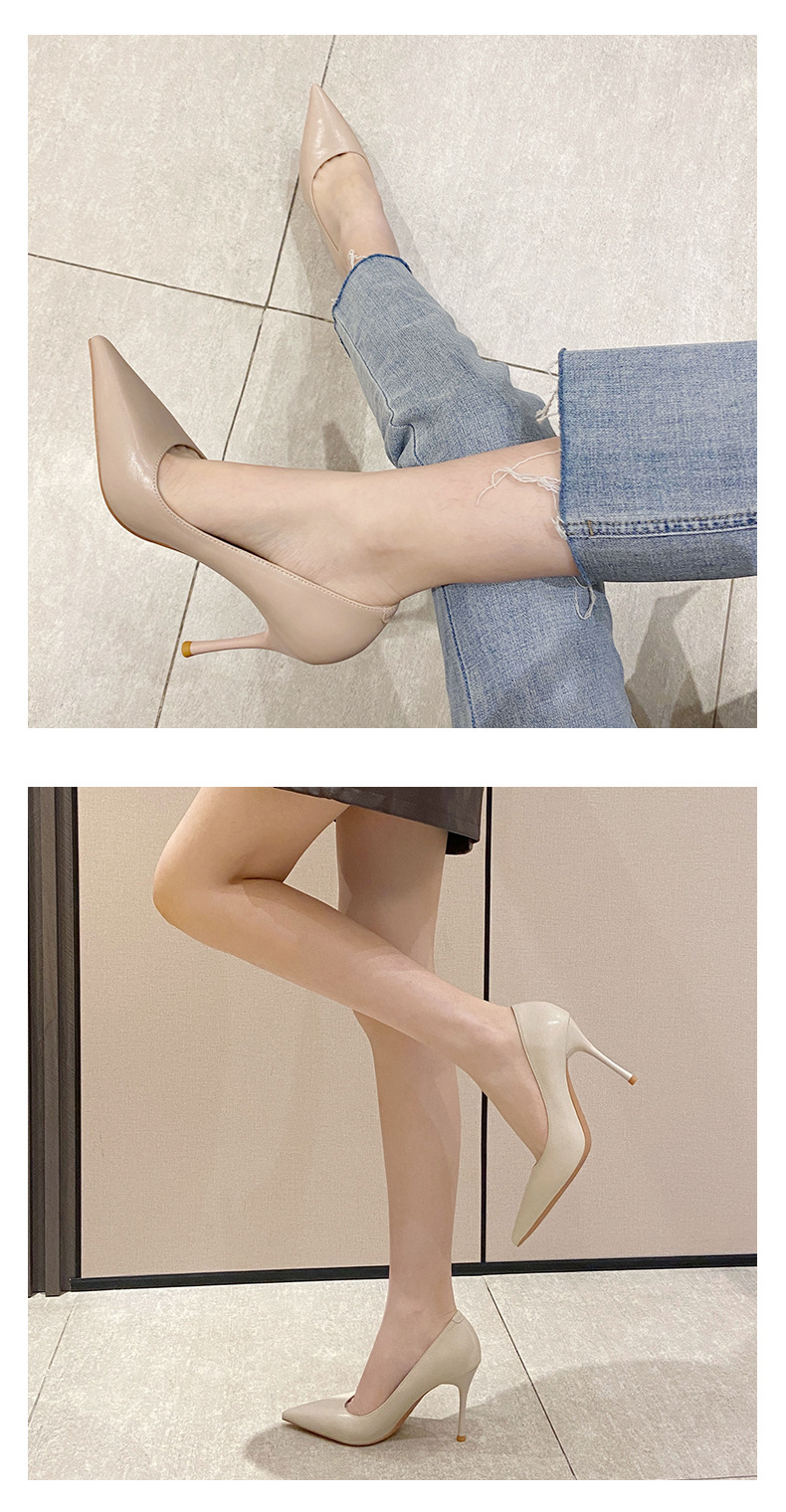 Giày cao gót mũi nhọn nữ phong cách cổ điển, thiết kế thanh lịch đi làm — Màu nâu chi tiết 9
