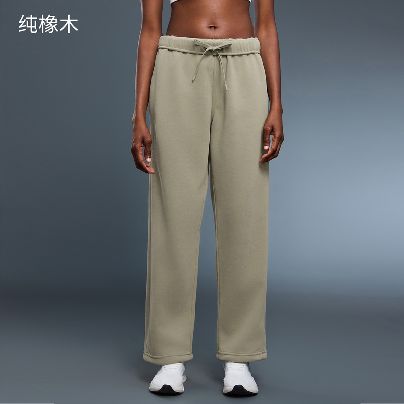加绒卫裤女宽松抽绳束脚裤秋冬加厚运动裤直筒百搭休闲长裤D25134|undefined