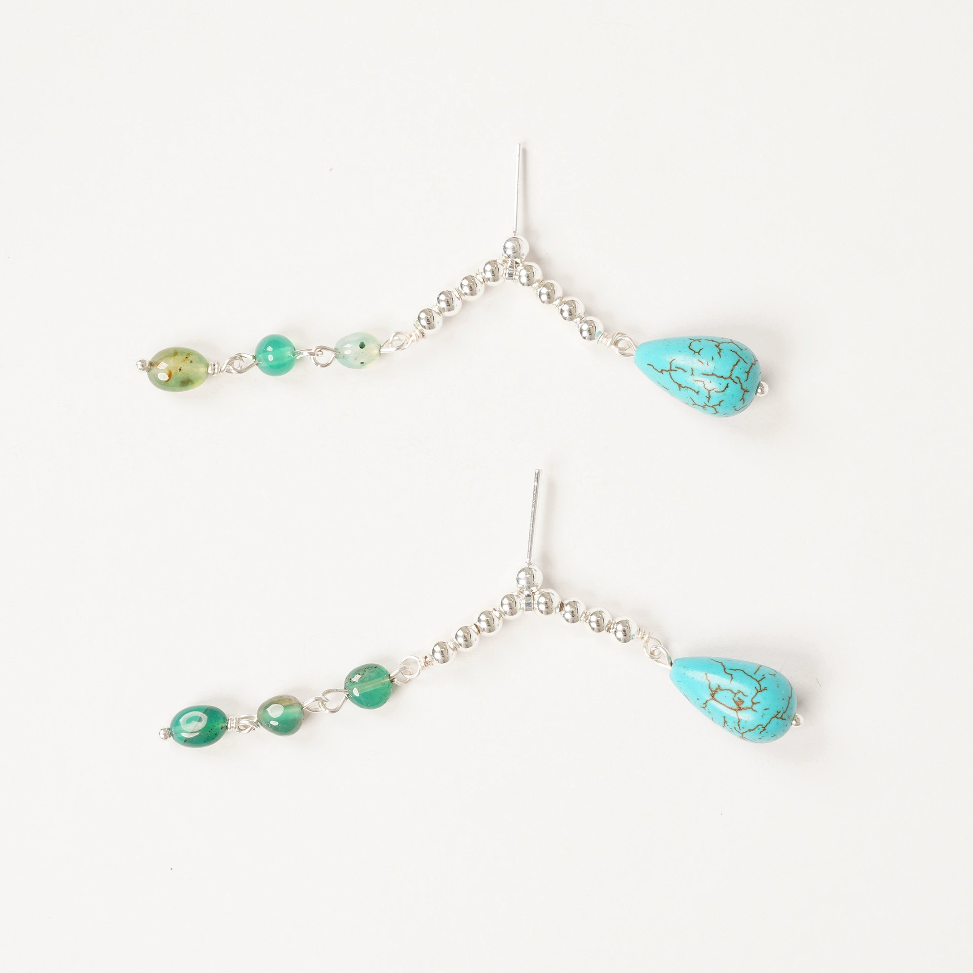 Turquoise accessory, retro fashionable brand earrings, DIY, simple and elegant design, European style