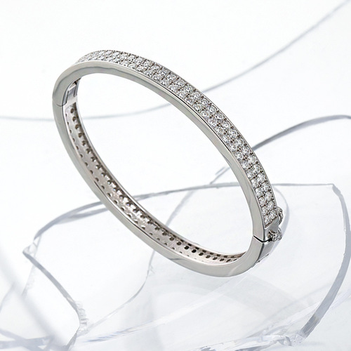 3mm Full Diamond Moissanite Bracelet for Women 925 Pure Silver Simple Luxury Style Elliptical Band Fashionable and Versatile Gift