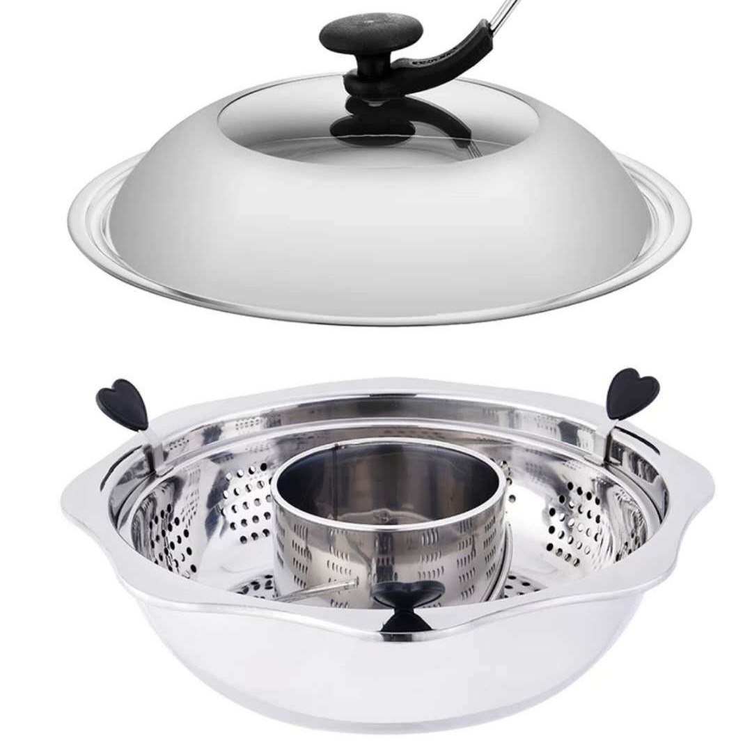 Directo de fábrica de acero inoxidable 304 giratorio olla caliente de elevación olla caliente separada octogonal Madre y niño olla de Pato Mandarín olla caliente