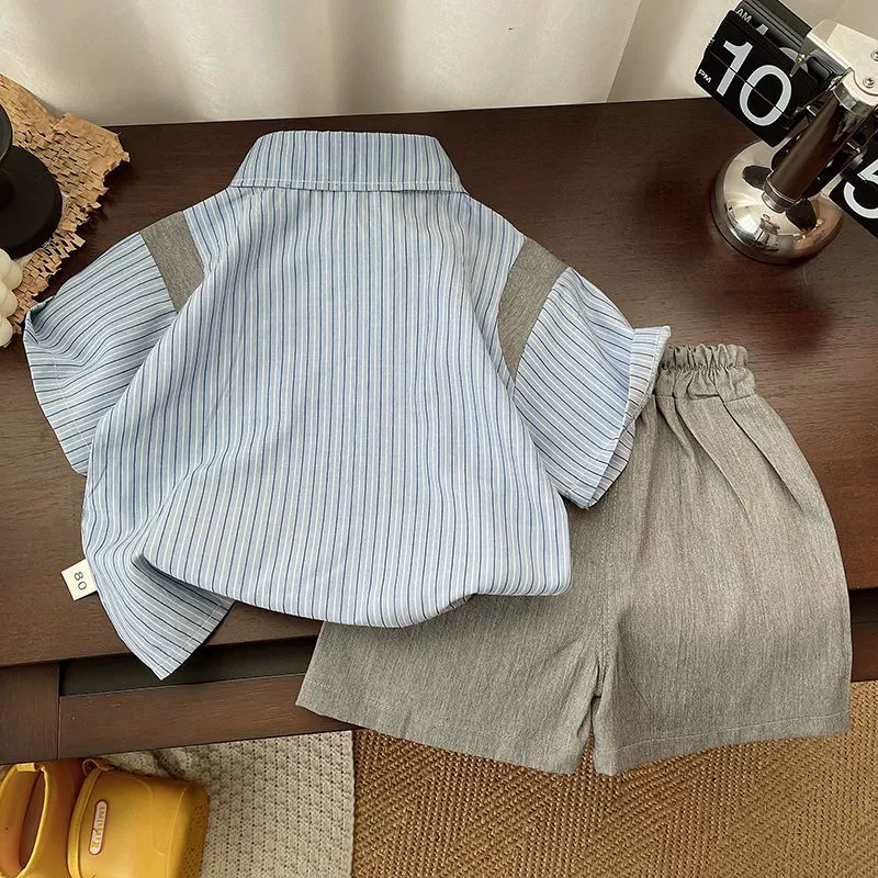 Children's summer set, shirt for boys, with short sleeve