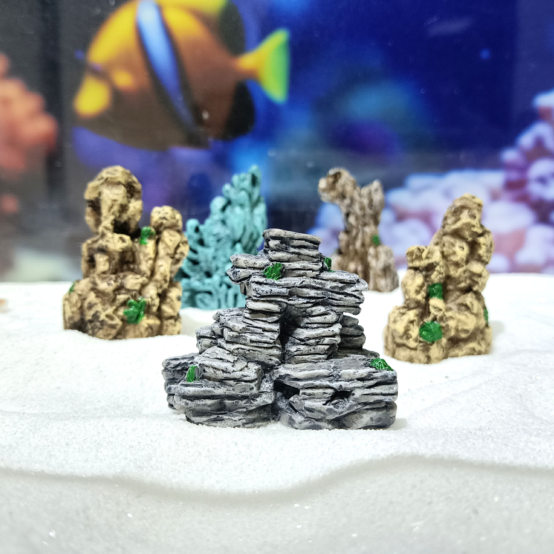 Escenografía de pecera explosiva, decoración del hogar, estilo chino sólido, decoración de acuario de 5 estilos, mini rocalla de simulación de resina