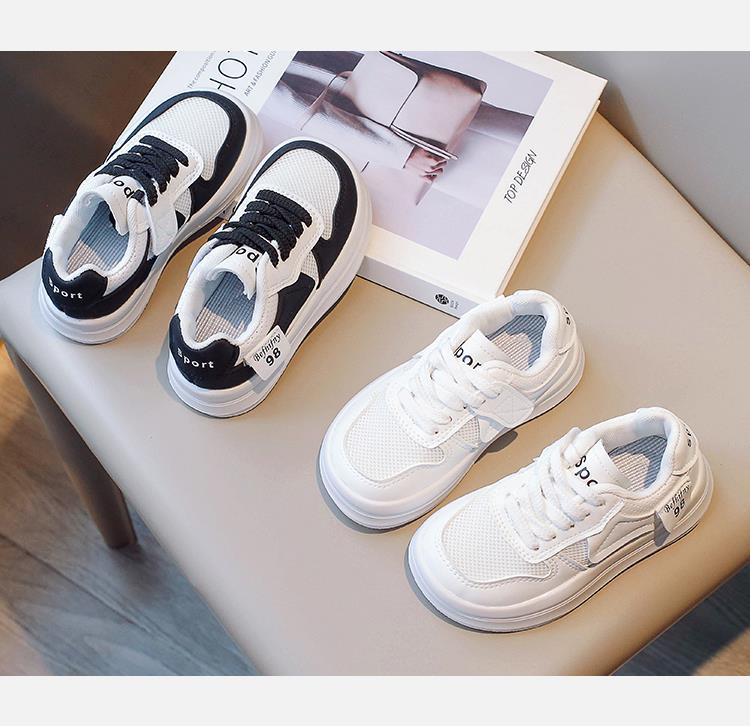 Sportskor för pojkar och flickor 2023 Nya Barn Vita Små Vita Skor Mesh Andas Studentbräda Skor Medium till_voghion.com