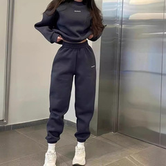 国境を越えたアマゾン独立局ファッション婦人服2025春秋貿易気質カジュアルスウェットシャツスーツ2点セット