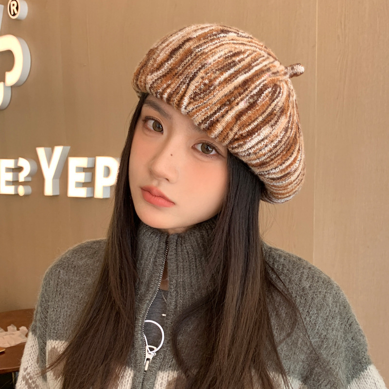 韩系加厚针织包头帽秋冬帽子女款保暖防寒大头围显脸小百搭贝雷帽|undefined