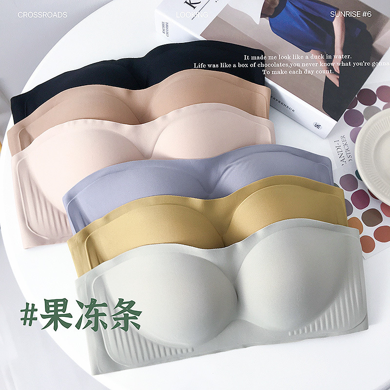 Strapless Underwear Women's Non-slip Push-up Bra Latex Cotton Breathable Strapless Non-marking Invisible Thin Breast Wrap