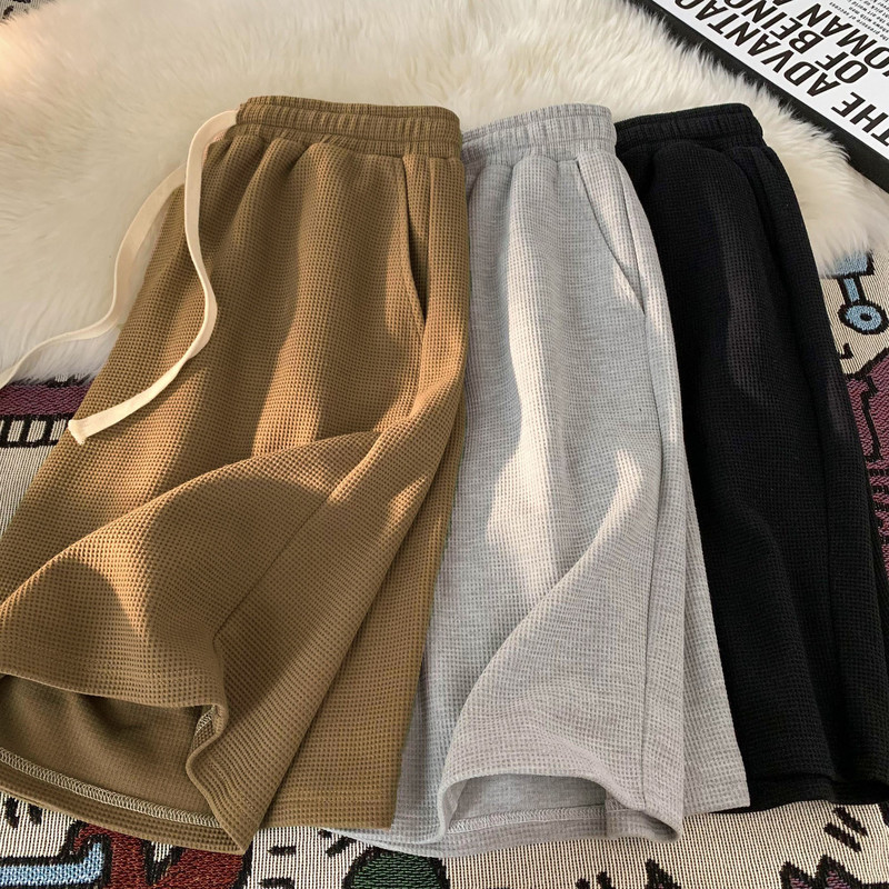 Foreign trade summer men's waffle shorts, American style versatile drawstring shorts, durable quick-dry casual shorts wholesale Foreign trade summer men's waffle shorts, American style versatile drawstring shorts, durable quick-dry casual shorts wholesale