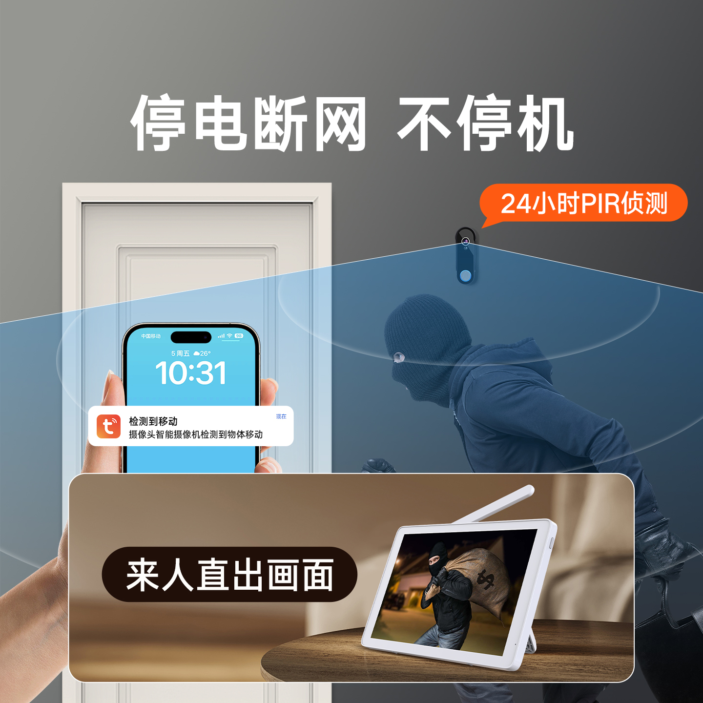 TL监控无线可视门铃免打孔摄像头别墅家用户外防水智能猫眼显示屏