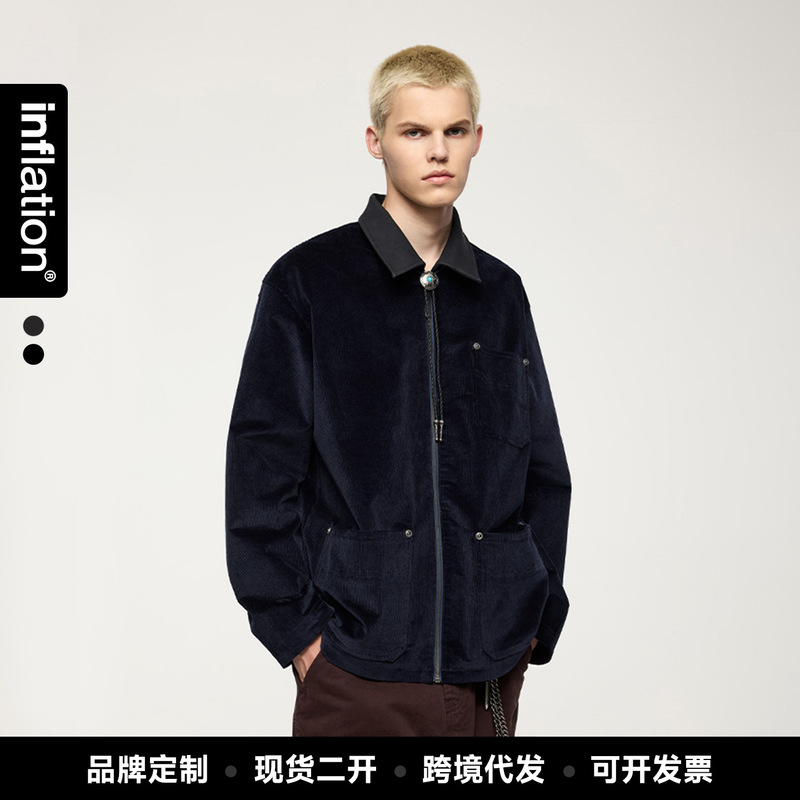 Inf Men's Wear | Corduroy Gem Studded Jacket 2023 Seasonal Spring Retro American Lapel Work Jacket Inf Men's Wear | Corduroy Gem Studded Jacket 2023 Seasonal Spring Retro American Lapel Work Jacket