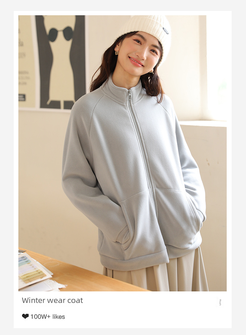 Cappotto da donna in pile spesso con fodera in pile per autunno e inverno, caldo cardigan in pile polare, capospalla, maglietta casual a maniche lunghe_voghion.com