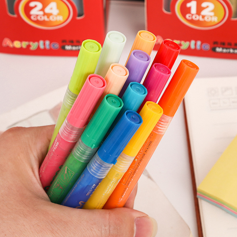 Blanco marcador DIY acrílico acuarela pluma piedra pintura a base de agua Rosa pluma de cerámica del arte de la pluma