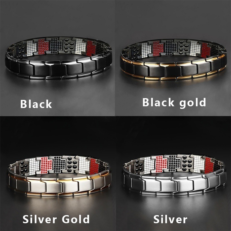 40g Weight Magnet Inlay Material Fashion Geometric Alloy Enamel Inlay Magnet Men's Bracelets Men's Chain Bracelets