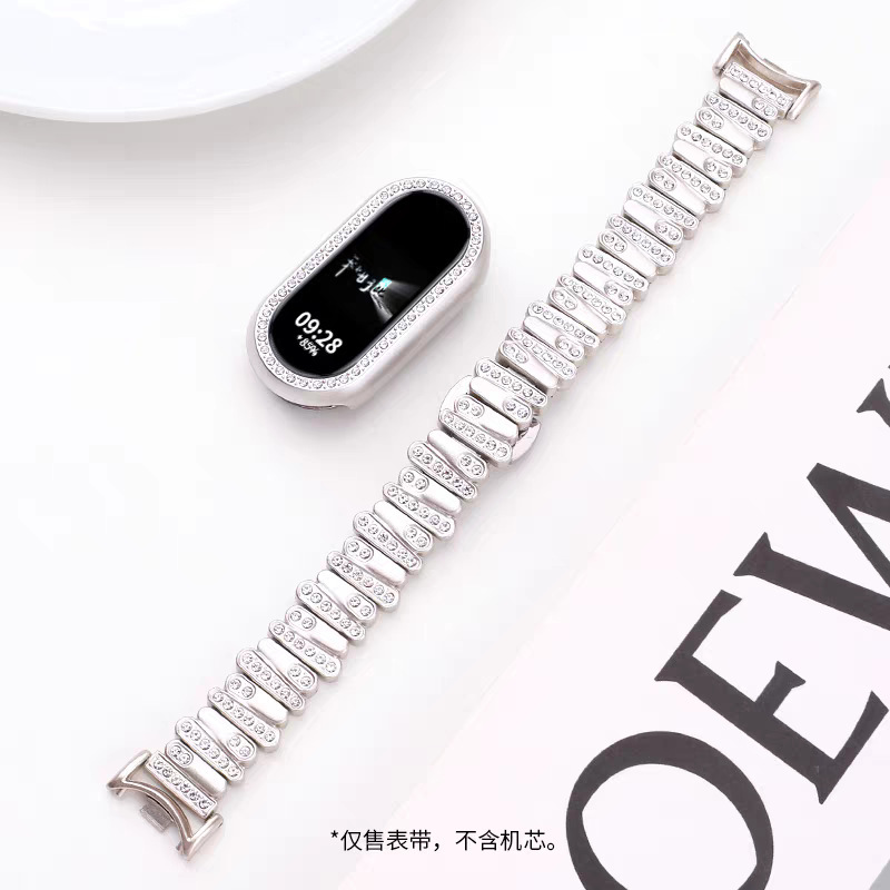 Xiaomi Mi Band 8/9/10 ストラップ NFC バージョン金属不規則なダイヤモンドがちりばめられたバタフライバックル小さな香りの時計ストラップに適しています|undefined