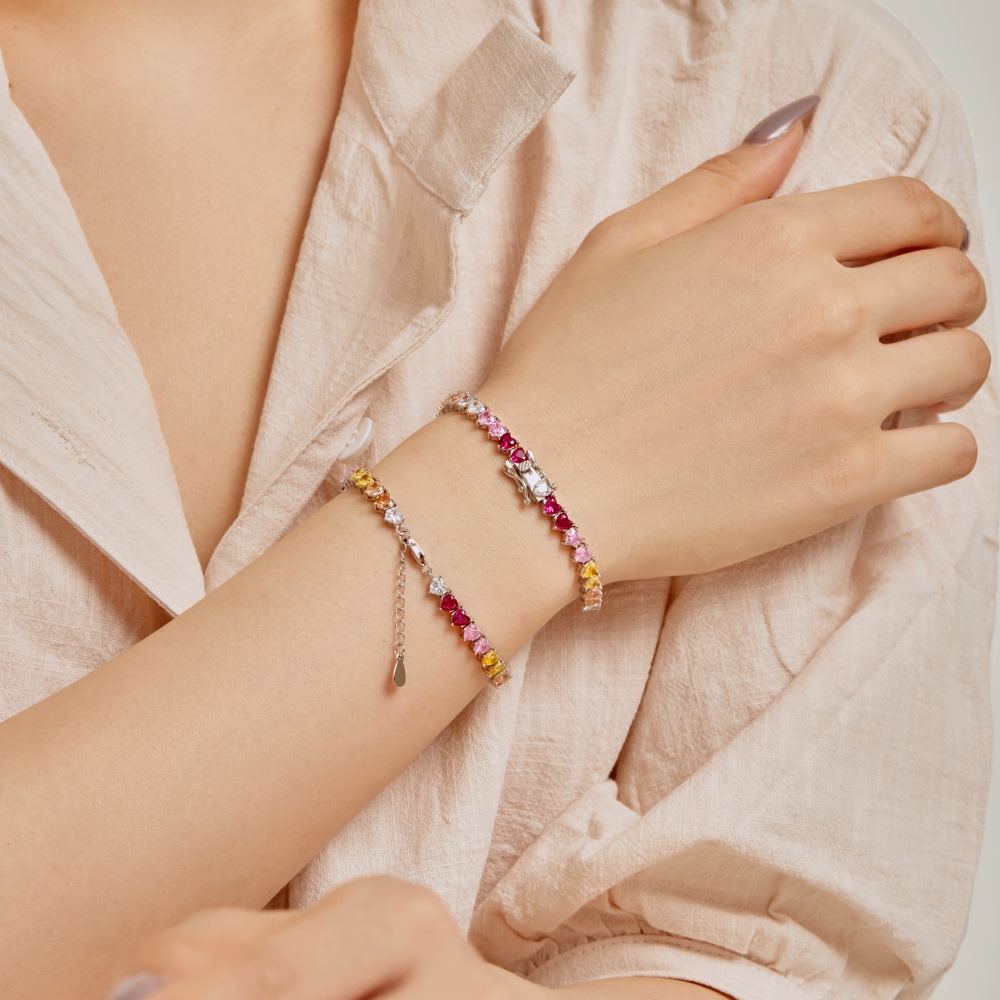 12g Weight Zircon Inlay Material Bracelets Classification 1 Piece Quantity Daily, Street Occasion 925 Sterling Silver Material Water Droplets, Heart Shape, Flower Pattern Women's Gender Inlay Design IG Style, Shiny Style 925 Sterling Silver Bracelets IG Style Shiny 18