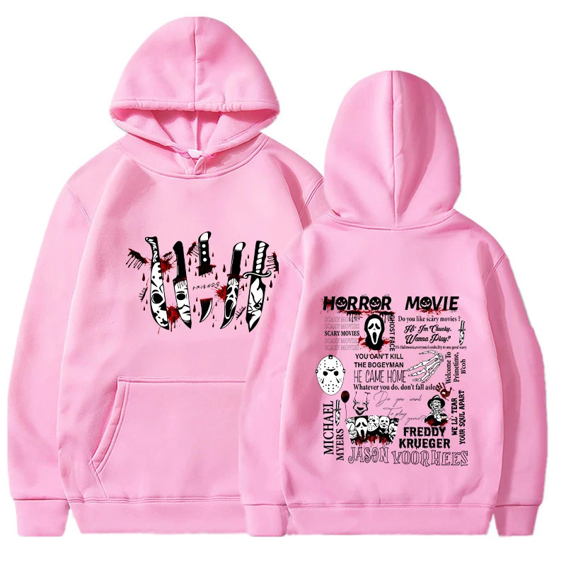 Foreign Trade Spring Scream Cartoon Print Hooded Sweatshirt Men's and Women's Long-Sleeved Casual Jacket Tops Trendyy and Versatile