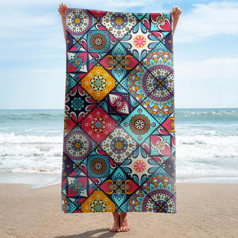 Amazon transfronterizo de suministro exclusivo de fábrica al por mayor Internet celebridad serie rectangular de doble cara de terciopelo Toalla de playa Toalla de baño capa