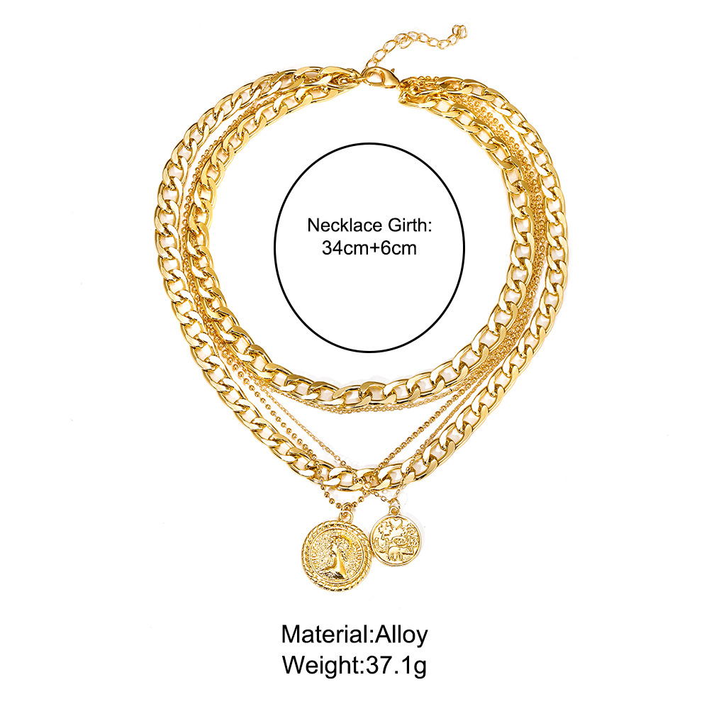 Fashion Multi-layer Round Medal Alloy Necklace Wholesale display picture 1