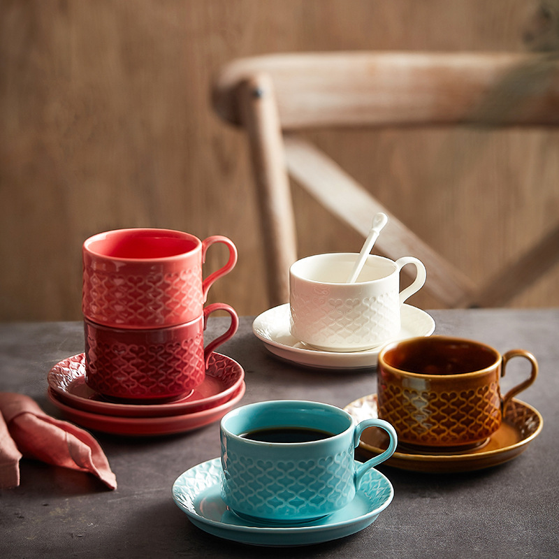 Nordic Denmark middle-Ancient Creative ceramic coffee cup and saucer vintage coffee cup love coffee cup household coffee cup and saucer
