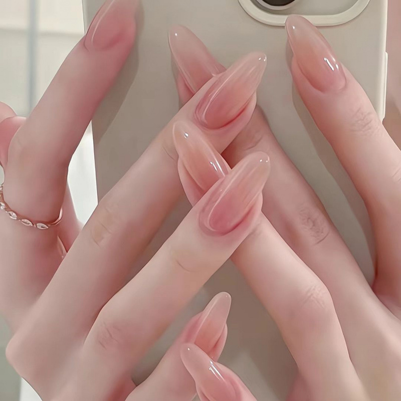 Huanhuan Kanluji Series ~ Pure Desire Ice Transparent Nude Color Boiled Water Manicure Wearable Nails Whitening Gentle Ins Removable