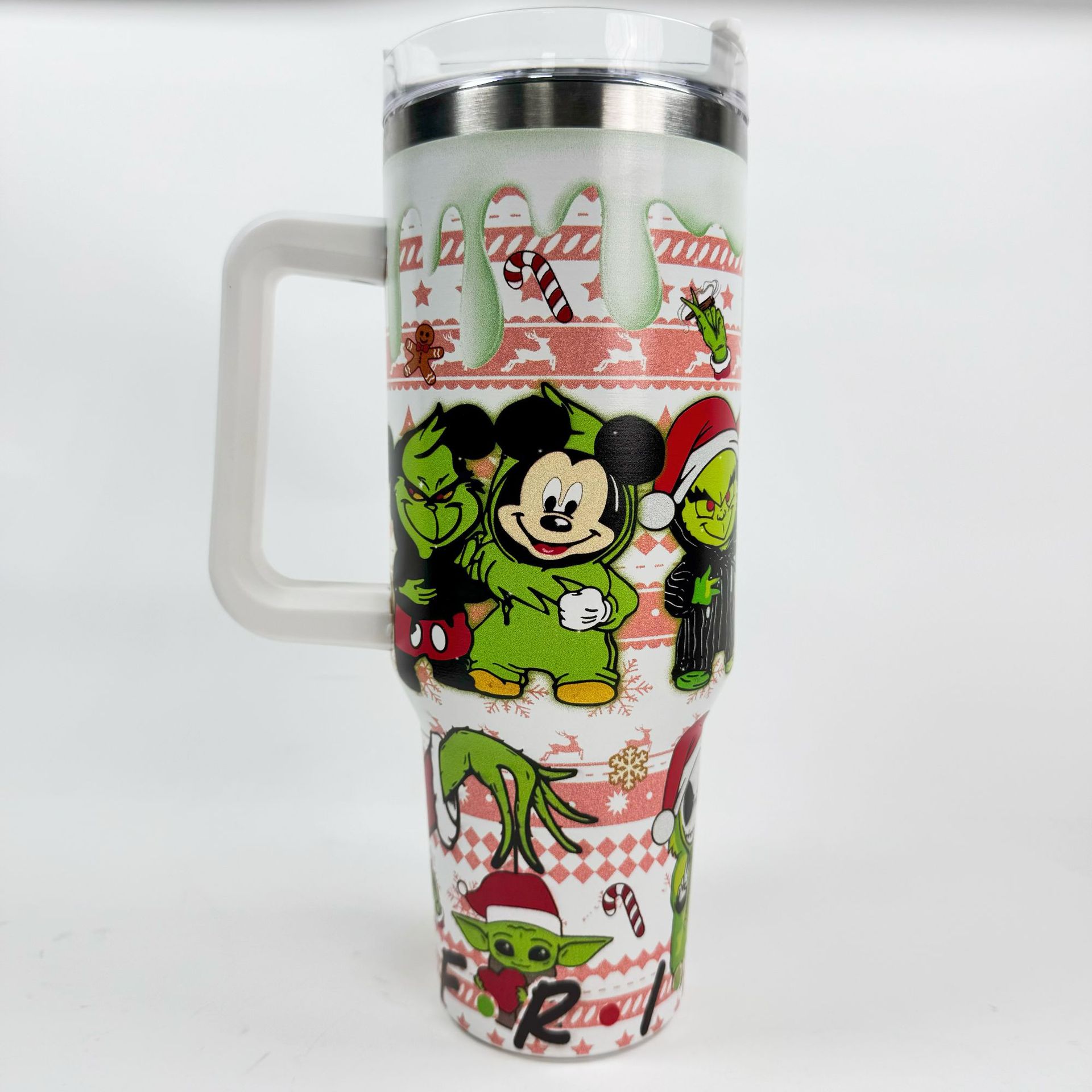 Vaso térmico de acero inoxidable con aislamiento al vacío de 40 oz, para automóvil, de gran capacidad, con impresión UV de diseño 5D, para viajes transfronterizos.