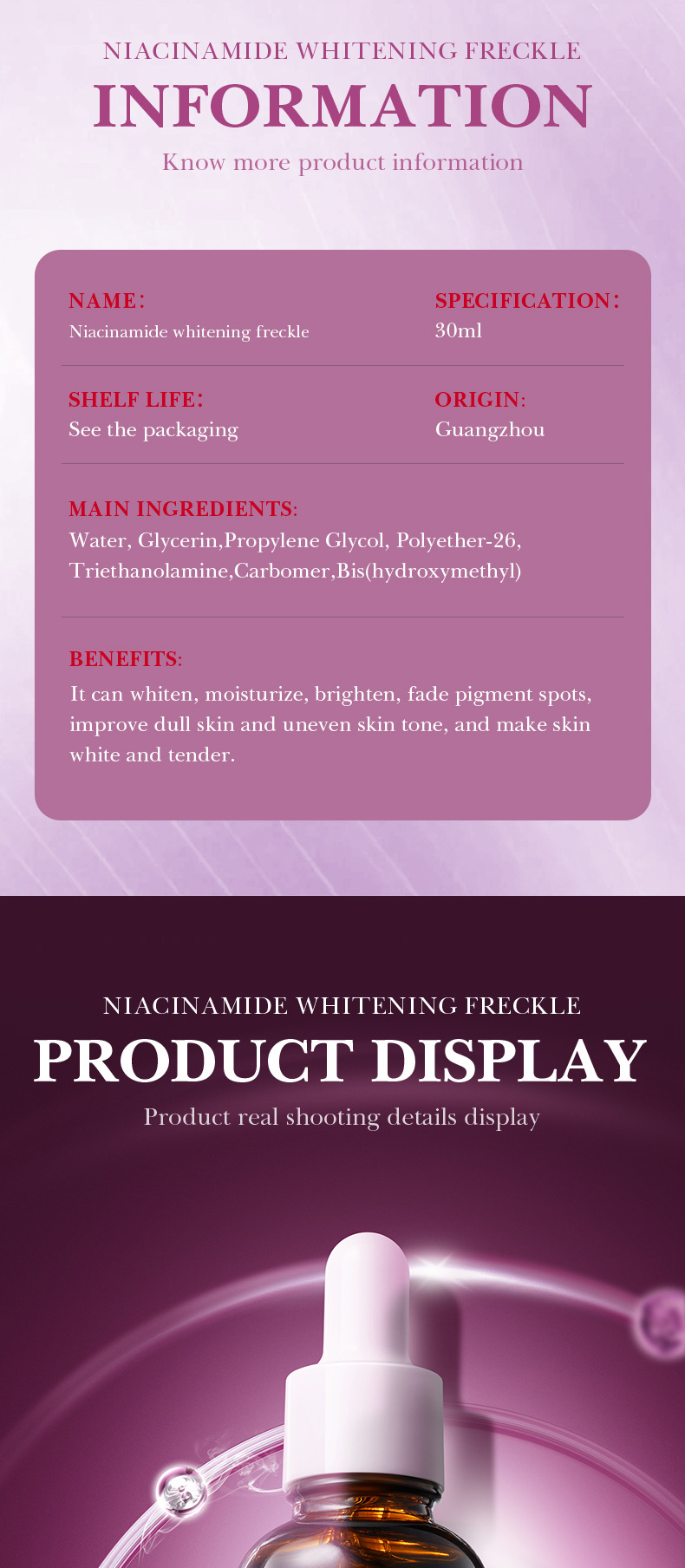 SADOER Tutta la nicotinamide sbiancante per le lentiggini rimuove l'essenza idratante, idratante e restringente i pori_voghion.com