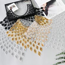 新款欧根纱亮片钉珠菱形前领布贴服装礼服连衣裙毛衣装饰布贴辅料