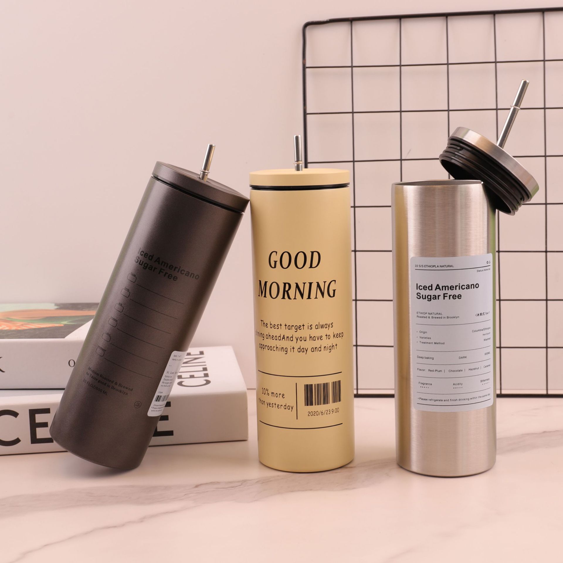 Sudeste asiático popular nuevo 304 de acero inoxidable taza de café termo taza de agua de alta apariencia Oficina taza de coche portátil