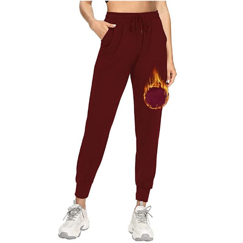 Cross-border New Amazon Autumn and Winter Wool Plush Lined Casual Sports Pocket Yoga Exercise Hot Slow Running Pants