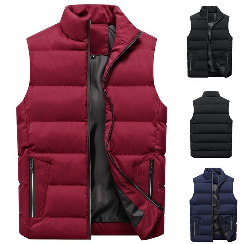 Large Size Men's Winter Thickened Warm Vest Amazon Aliexpress Independent Site In-Stock Casual Trendy Sleeveless