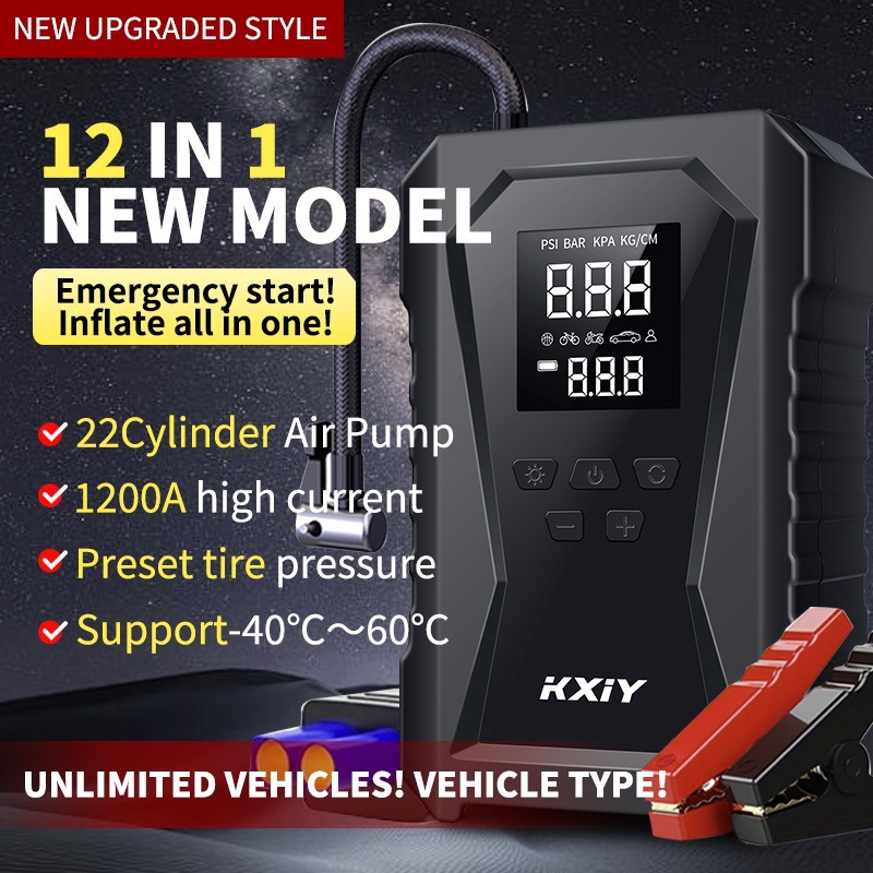 Arrancador de coche 12V con bomba de aire fuente de energía portátil inalámbrica 2 en 1 image 4