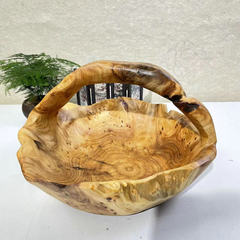 Antique-style fashion snack basket, irregular wooden craft storage basket, portable household hotel fruit basket